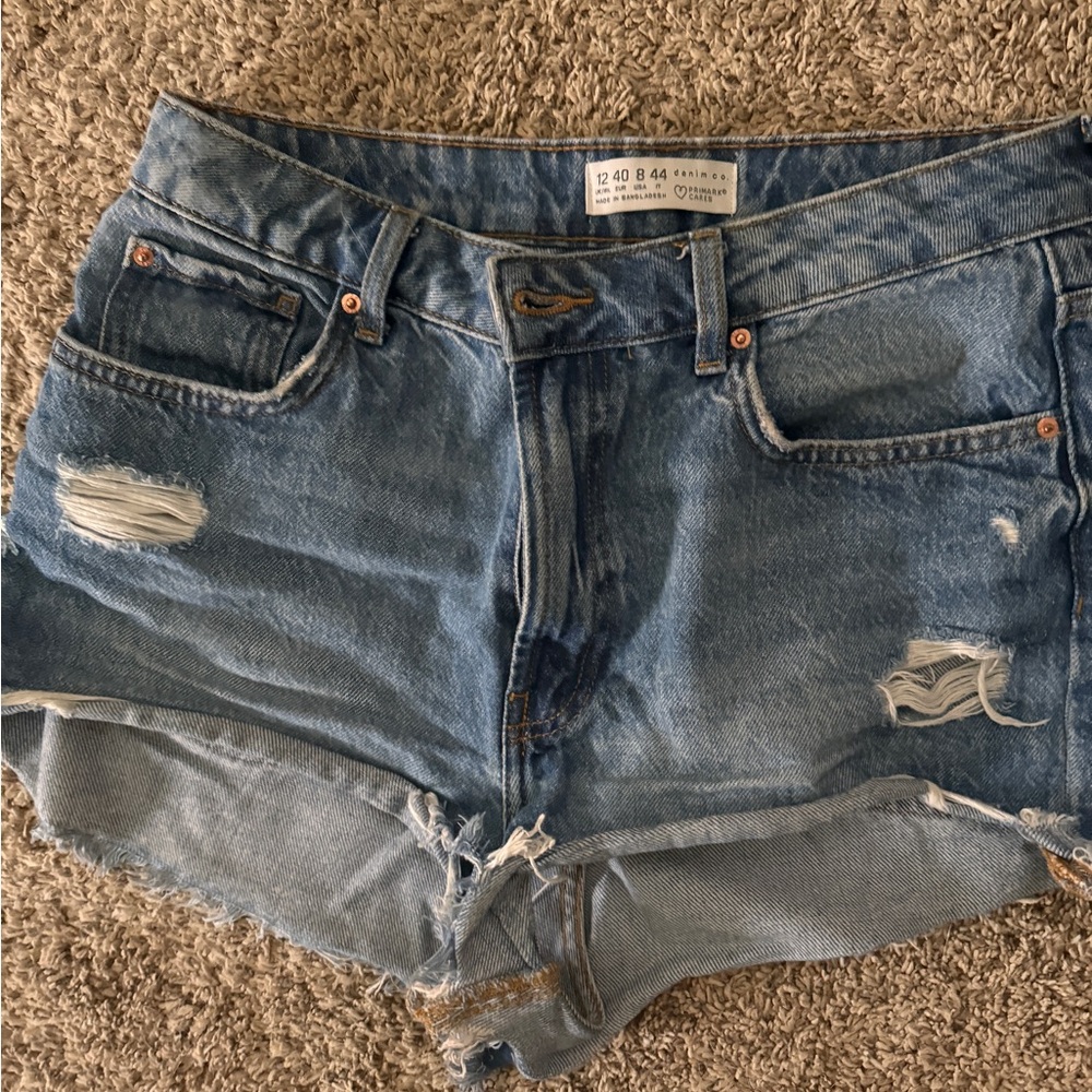 Primark Blue Distressed Jean Shorts